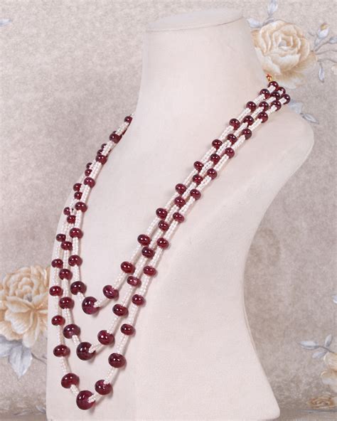 Natural Ruby & Pearl Gemstone Beads Necklace Jewellery – Raj Gems