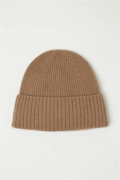 Ribbed cashmere hat - Camel - Men | H&M IN