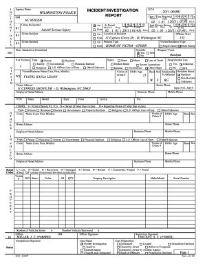 I N C I D E N T D A T A Agency Name INCIDENT/INVESTIGATION REPORT ...