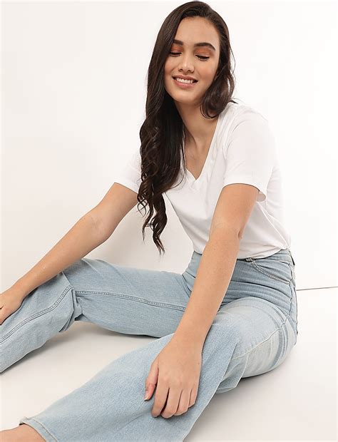 Buy Pure Cotton Plain V-Neck T-shirt at Marks & Spencer