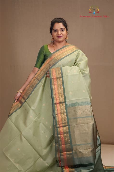 Light Mint Green Gadwal Silk Cotton Saree – Prasannalakshmisilks