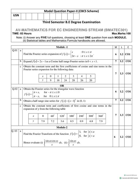 Bmatec 301 Mathematics Model Question Paper 2 for EC Engineering - Studocu