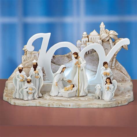 Collections Etc Hand-Painted Season of Joy Nativity Scene Tabletop ...