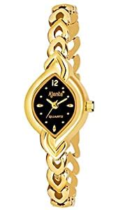 Ajanta Quartz Casual Analogue Girl's Watch(Black Dial Gold-Black ...
