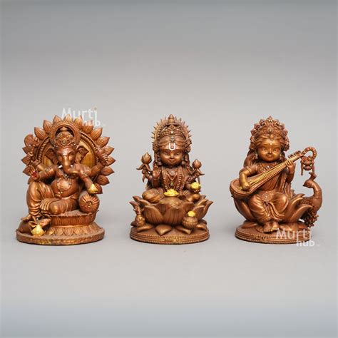 Laxmi Ganesh Saraswati Baal Idol Trio – Dashboard Set for Prosperity ...