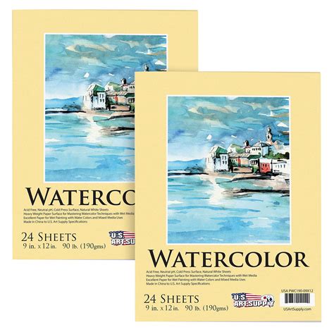 Amazon.com: U.S. Art Supply 9" x 12" Premium Heavyweight Watercolor ...
