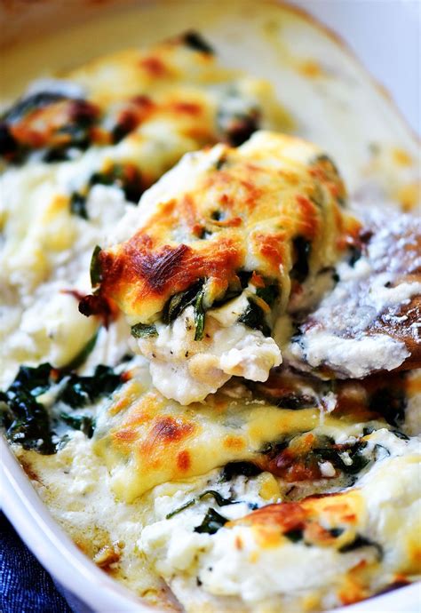 Cheesy Chicken Spinach Bake | Recipe | Baked chicken recipes, Spinach ...