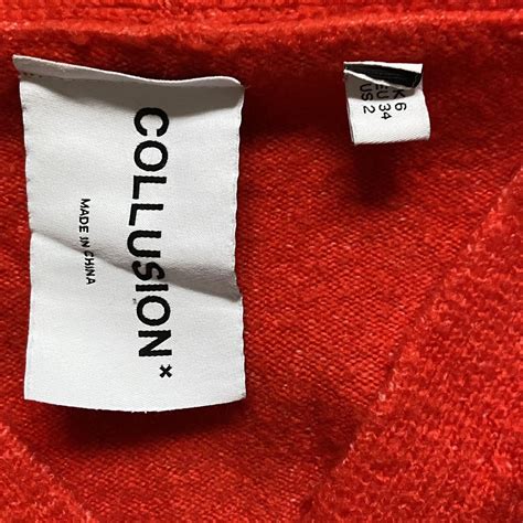 collusion red cropped cardigan worn but still in... - Depop