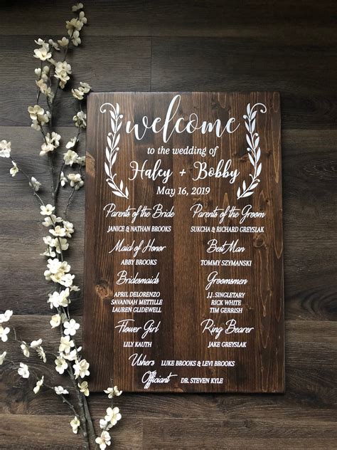 Bridal Party Sign Wedding Program Sign Wedding Welcome Sign - Etsy España