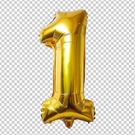 3d realistic 1 number gold helium foil balloon isolated | Premium AI ...