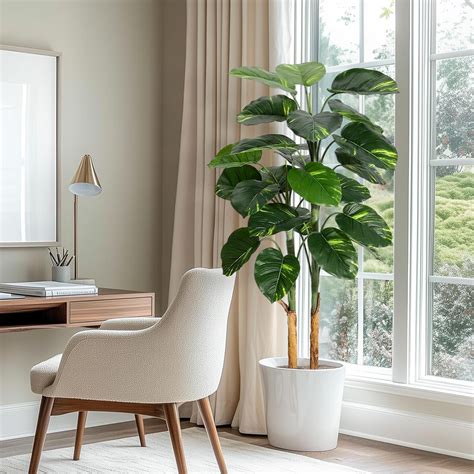 Artificial Plant Indoor 5ft, Fake Tree with Decorative Planter,Tall ...