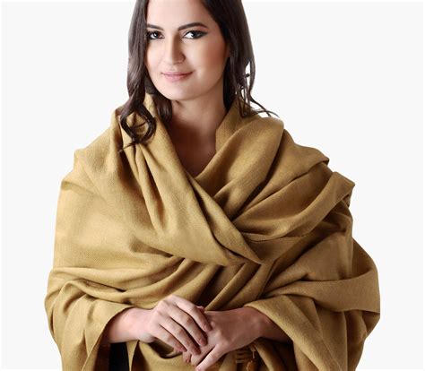 Pure Merino Wool, Khaki Shawls - Handloom | soilofindia.in