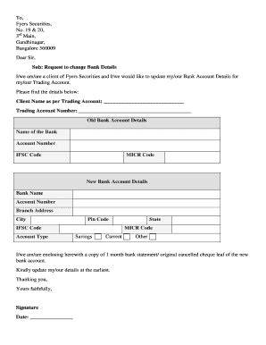 Request To Change Bank Details I/we - Fyers - Fill and Sign Printable ...