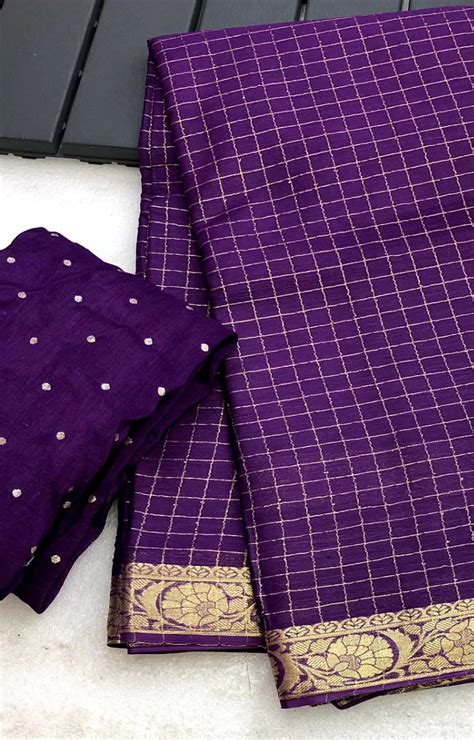 TRUSKIN PURE CHINNON WITH CHEX JAQUARD BOREDER SAREE