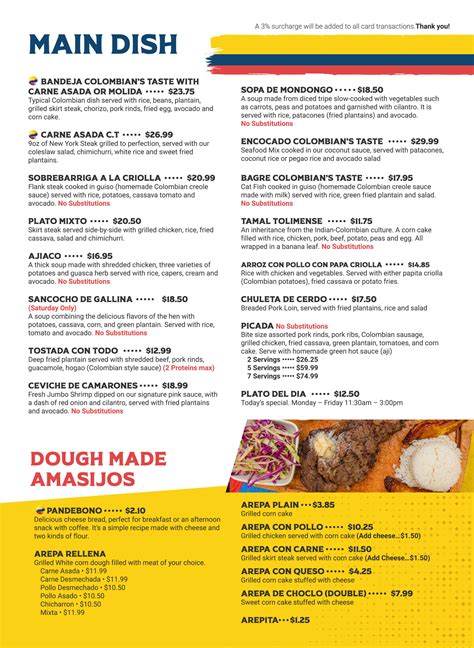 Menu - Colombians Taste