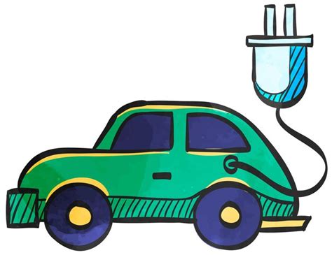 Watercolor style icon electric car | Premium Vector