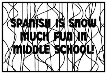 SPANISH IS SNOW MUCH FUN IN MIDDLE SCHOOL! Middle School Coloring Pages ...