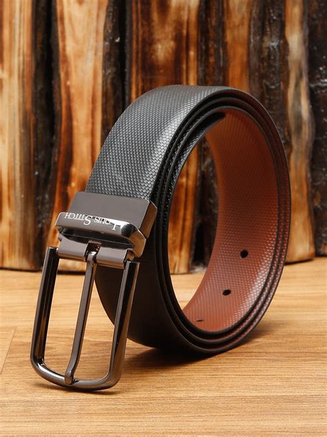 LOUIS STITCH Men Brown Textured Leather Reversible Formal Belt - Price ...