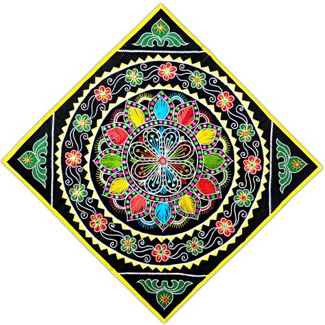 Base blue velvet, flower design wall hanging pipili chandua