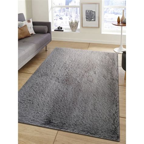 Buy OBSESSIONS Charcoal Solid Polyester Carpet Online