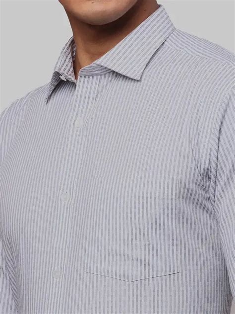 Men Grey Slim Fit Stripe Cotton Shirts – MyRaymond
