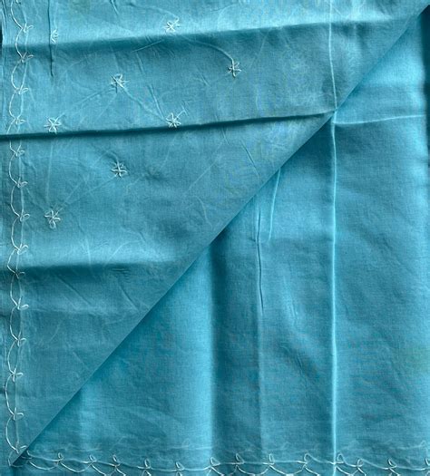 Simple Hand Embroidered Voile Cotton Saree - 28316 – FABK