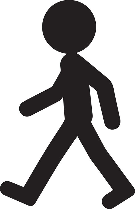 minimal Stick Figure character walking vector silhouette, black color ...