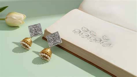 Dual Tone Silver Jhumka Earrings by Sangeeta Boochra