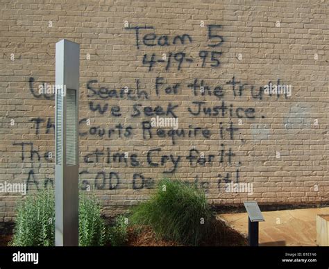 Graffiti written on a wall during the rescue operation April 19th 1995 ...