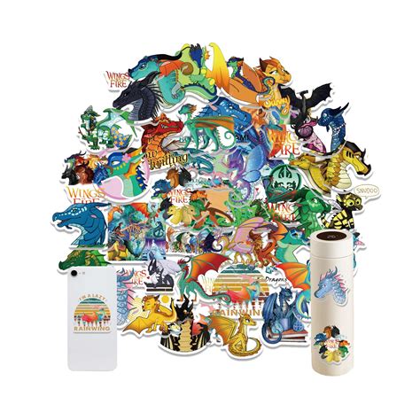 Wof Stickers For Kids Teens Adults 50pcs Fire Pterosaur Dragon ...