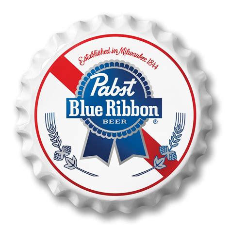 Pabst Blue Ribbon Beer Bottle Cap Tin Metal Sign Man Cave Garage Bar ...