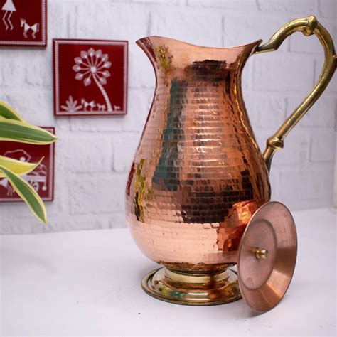 Copper Water Curved Jug Online | Traditional Pure Copper Water Jug