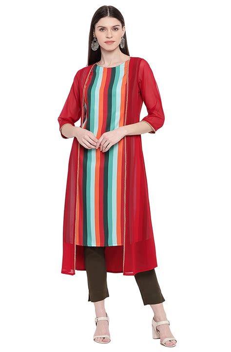 Buy Janasya Women's Maroon Crepe A-line Kurta(Maroon_X-Large) at Amazon.in