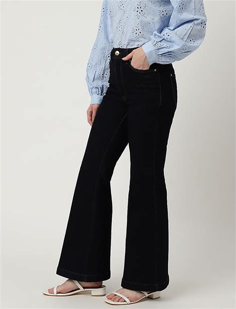 Buy Cotton Mix Plain Flared Fit Jeans at Marks & Spencer
