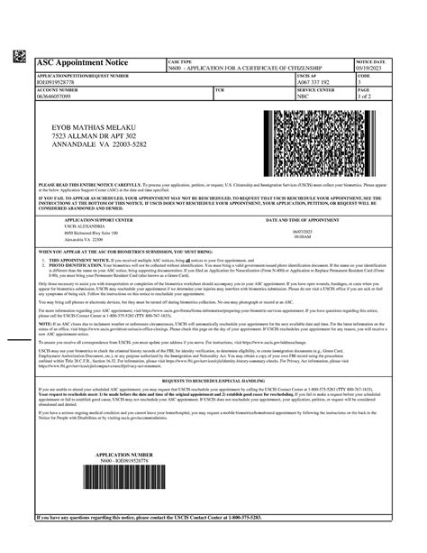 Appointment Scheduled (12) - ASC Appointment Notice CASE TYPE N600 ...