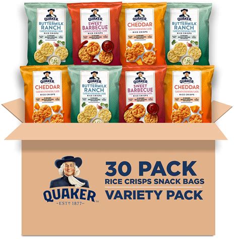 Quaker Rice Crisps Gluten Free 3 Flavor Variety Pack - 30 Single Serve ...