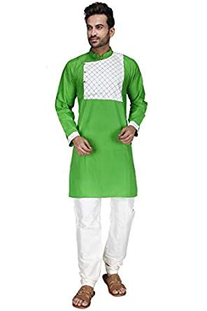 Buy PENTACRAFTS Green Color, Full Sleeve,Mandarine Collar, Traditional ...