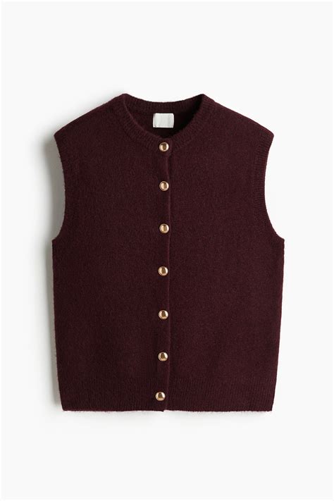 Fine-knit waistcoat - Burgundy - Ladies | H&M IN