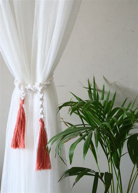 Get White Macrame Curtain Tiebacks With Pink Tassels at ₹ 549 | LBB Shop