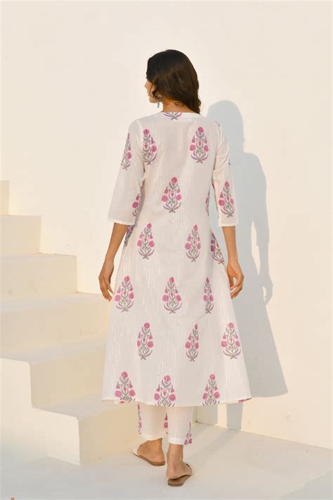 Floral Reverie Handblock Cotton Kurta Set – Shilpi Handicrafts