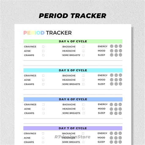 Buy Period Tracker Printable, Menstrual Cycle Planner, PMS Symptom ...