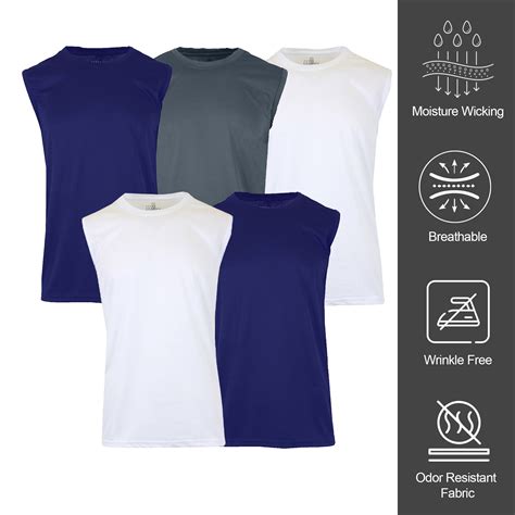 Men's Performance Moisture Wicking Active Short Sleeve & Muscle Tee (5 ...