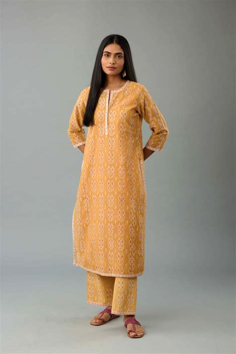 Buy - Ridhi mustard yellow kurta set | Elan Store