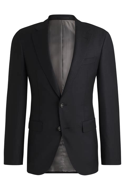 BOSS - Slim-fit blazer in virgin wool with stretch - Grey