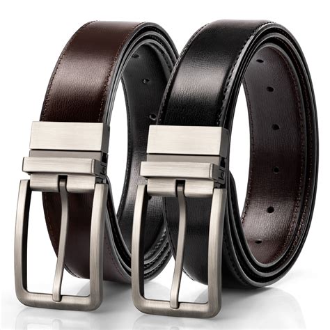 Timarkment Men Leather Belt Reversible Belts for Men Two Side Belts ...