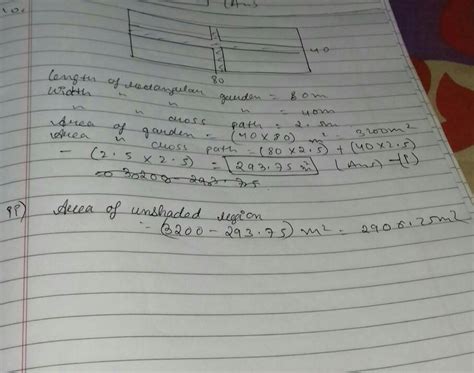 A rectangular garden 80m by 40m is divided into four equal parts by two ...