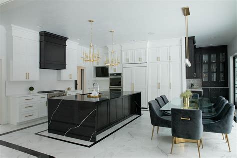 Black and White Kitchen with Gold Accents