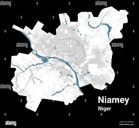 Niamey map, capital city of Niger. Municipal administrative area map ...