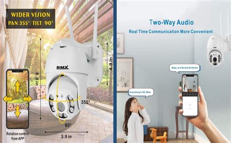 Buy RMX® Smart WiFi pan tilt Camera PTZ Outdoor Waterproof 3MP 1080P ...