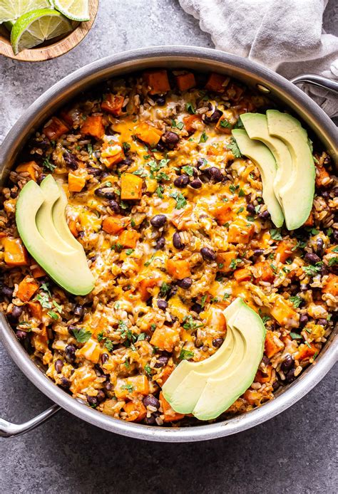 Southwest Sweet Potato, Black Bean and Rice Skillet
